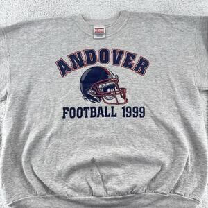 Vintage 90s Andover Football Sweatshirt Mens L Gray Hanes Millennium Team 1999